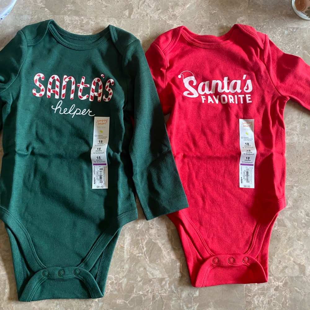 Holiday long sleeve onsies, new with tags!